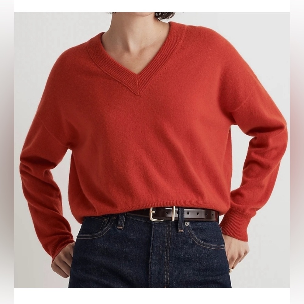 Madewell (Re)sponsible Cashmere V-Neck Sweater BLACK size XXS  NWT